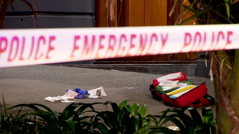 Medical equipment is seen on the ground following a report of disorder on a Central Auckland street.