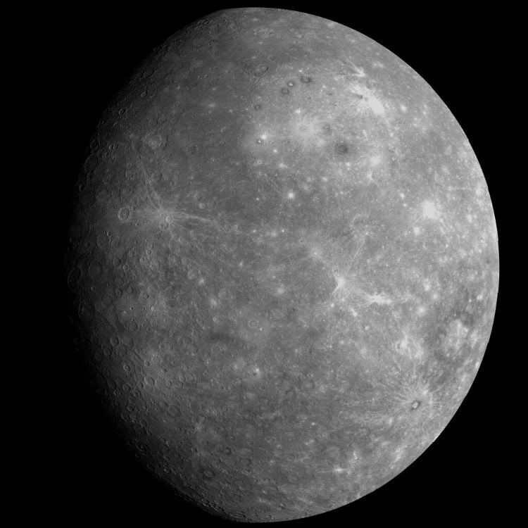 Image of Mercury taken by NASA's MESSENGER spacecraft. (Credit: NASA, Johns Hopkins University Applied Physics Laboratory, and the Carnegie Institution of Washington)
