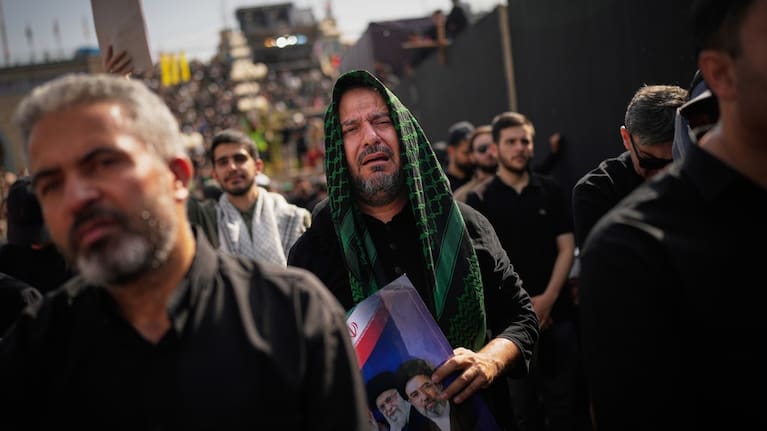 Mourners attend the start of the dayslong funeral ceremonies for slain Iranian Supreme Leader Ayatollah Ali Khamenei and members of his family at the Imam Khomeini Mosalla Grand Mosque in Tehran, Iran.