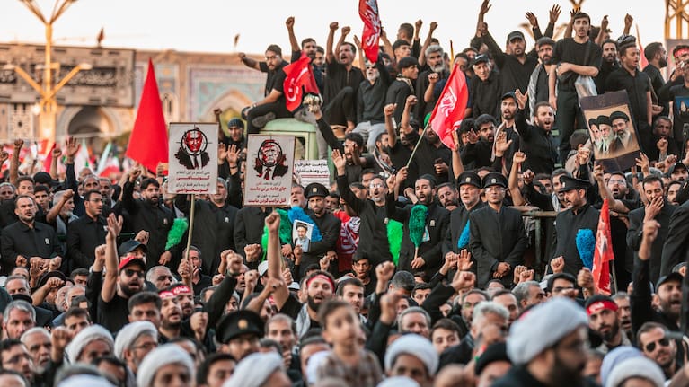 mourners chant and raise their fists during the final funeral ceremony for the late Iranian Supreme Leader Ayatollah Ali Khamenei .