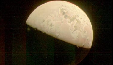 Jupiter's moon Io is the most volcanically active body in the solar system, with hundreds of active volcanoes that can shoot sulphur plumes more than 500 kilometres above its surface — a landscape so extreme that early Voyager scientists initially mistook the plume images for camera errors