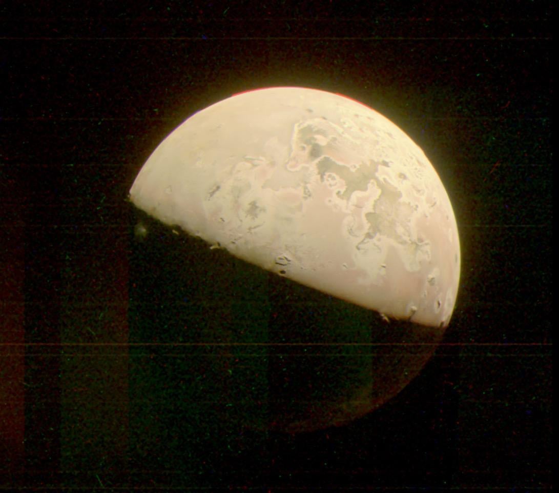 Jupiter's moon Io is the most volcanically active body in the solar system, with hundreds of active volcanoes that can shoot sulphur plumes more than 500 kilometres above its surface — a landscape so extreme that early Voyager scientists initially mistook the plume images for camera errors