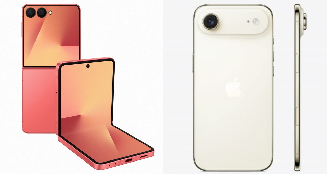 The Galaxy Z Flip7 (left) and iPhone Air (Samsung Electronics, Apple)