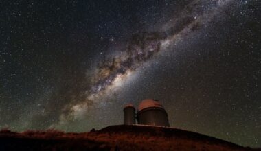 The Milky Way in the sky over the ESO's La Silla Observatory in Chile's Atacama Desert. The Milky Way's thick disk is full of older stars and rotates more slowly than its thin disk, which is full of younger stars. New research says a cosmic flip is responsible for this puzzling arrangement. Image Credit: ESO/B. Tafreshi (twanight.org)