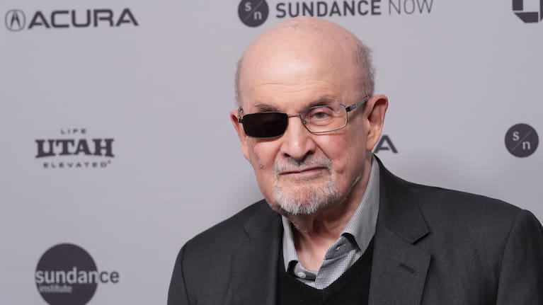 Novelist Salman Rushdie attends the premiere of the documentary film. 