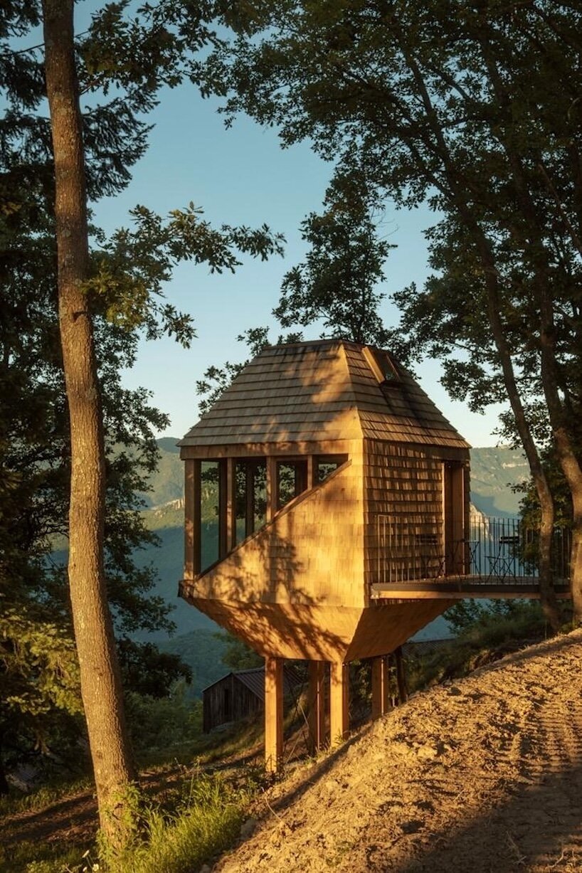 officina82 reimagines traditional italian hay barn as timber treetop retreat in ligurian alps - 3