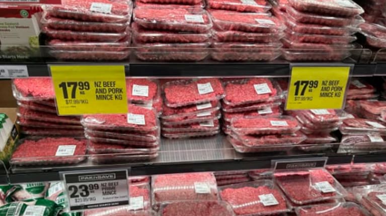 On Auckland's North Shore, Pak'nSave Wairau Valley's recently introduced a new product - a blend of beef and pork. (Source: Ke-Xin Li)