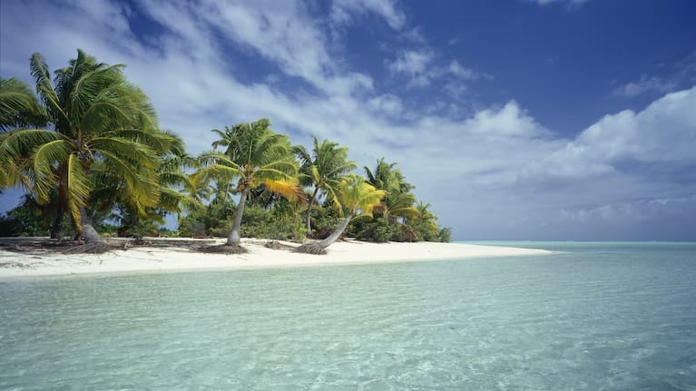 One Foot Island in the South Pacific. Aitutaki, Cook Islands.