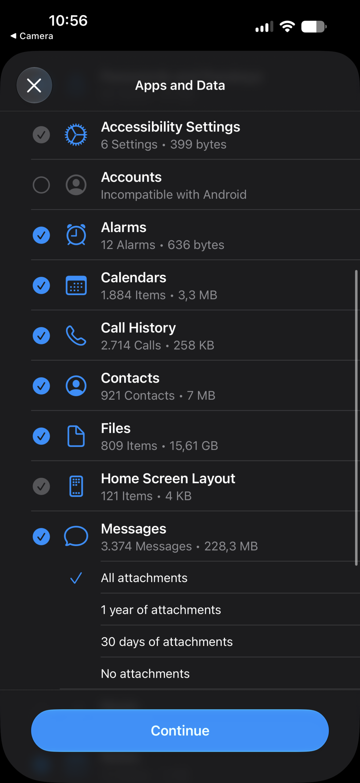 iPhone to Galaxy transfer on iOS