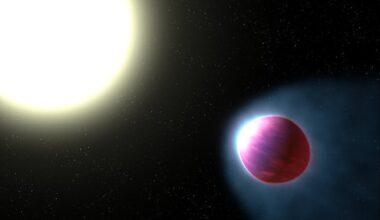 An artist's impression of WASP-121b, an ultra-hot gas giant so close to its star that tidal forces stretch it into an egg shape. (Credit : NASA/ESA/G. Bacon)