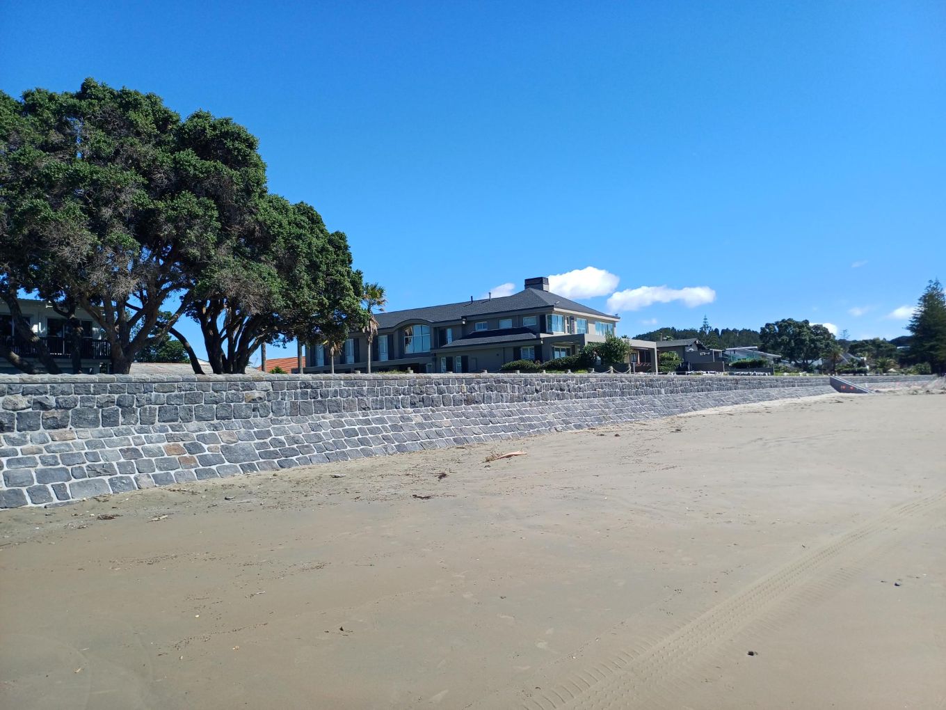 The seawall as seen from the beach.