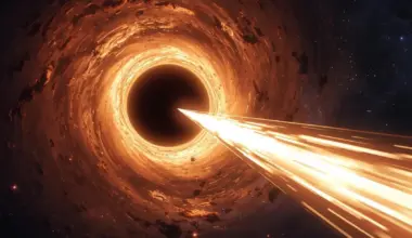 Illustration of the black hole at the center of the galaxy SDSS J110546.07+145202.4, highlighting its luminous accretion disk and jet. Credit: MPIfR