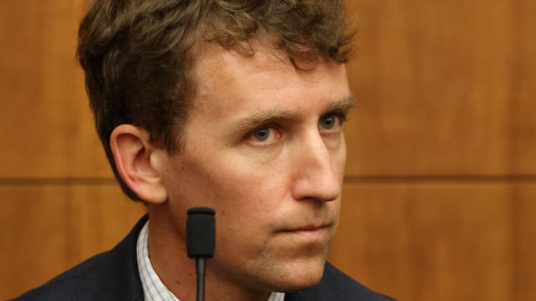 Patrick Clancy on the stand. The Lindsay Clancy murder trial is held at Plymouth Superior Court in Plymouth on July 29, 2026.