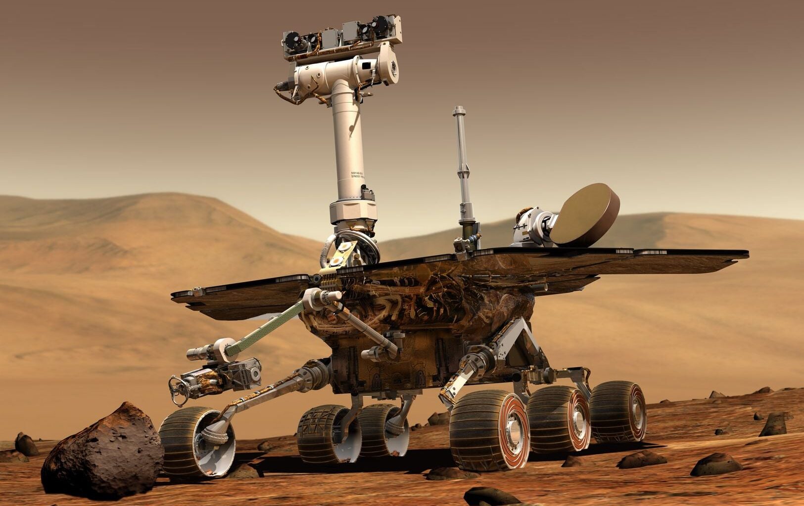 Opportunity was built for a ninety-day mission and a target of six hundred metres, and it ran for fourteen and a half years and forty-five kilometres, until a planet-wide dust storm in 2018 blotted out the sun over Perseverance Valley and its final transmission was a reading of falling power and darkening sky