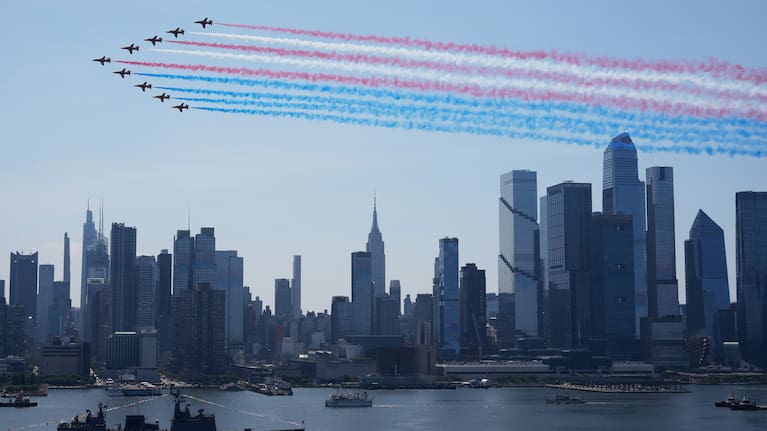 The US military performed a flyover of the Hudson River in NYC.