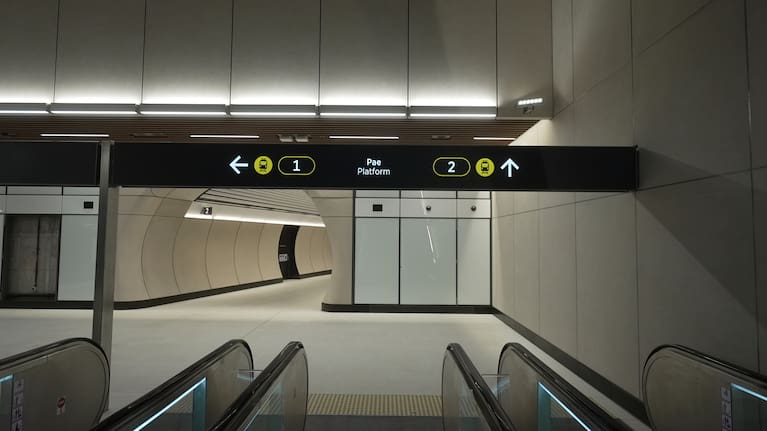 Platforms ahead at Karangahape Station.