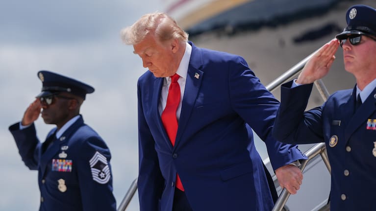 President Donald Trump arrives on Air Force One at Dobbins Air Reserve Base, Wednesday, July 22, 2026, in Marietta, Ga.