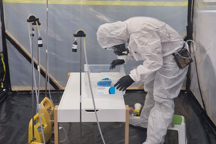Photo from within the testing room