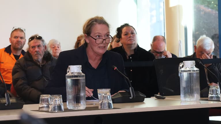 Rose Renton and supporters attended last week’s Tasman District Council meeting to demand better river management.
