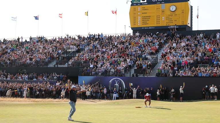 Ryan Fox celebrates after sinking the putt that won him the Open.