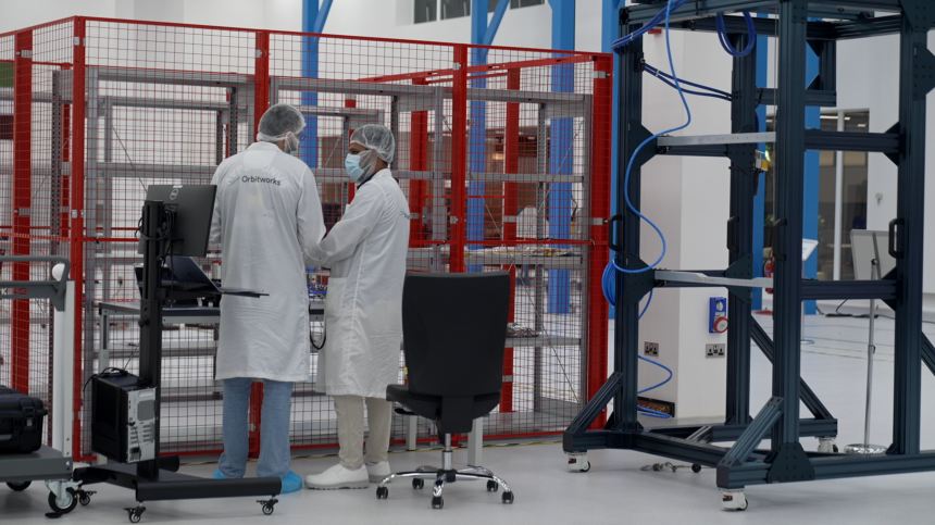 Orbitworks engineers in the clean room. The company calls itself “the Middle East’s first private space infrastructure company.”