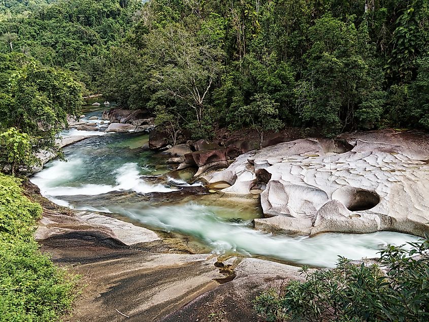 The Babinda Boulders and clear creek water near Babinda, Queensland.