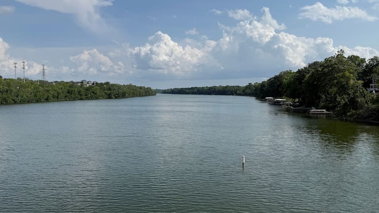 Signs are posted inside the Riverside Dr Scioto Fishing Area on Tuesday, July 21, 2026, in Powell, Ohio.