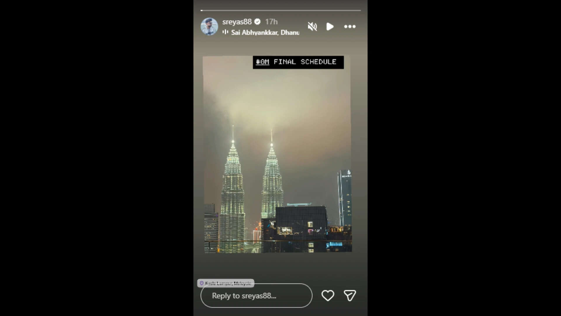 Sreyas S's IG story<br>
