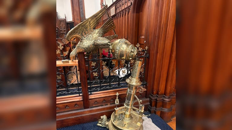 St Peter's lectern was damaged in April.