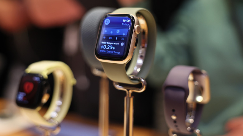 Apple Watches on display