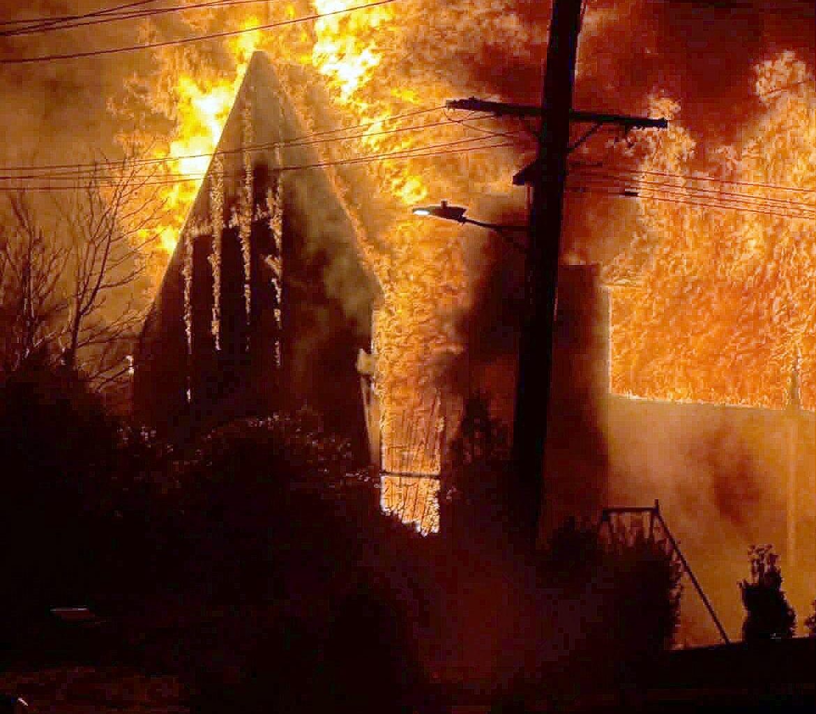 Dirt bike spark may have caused church blaze