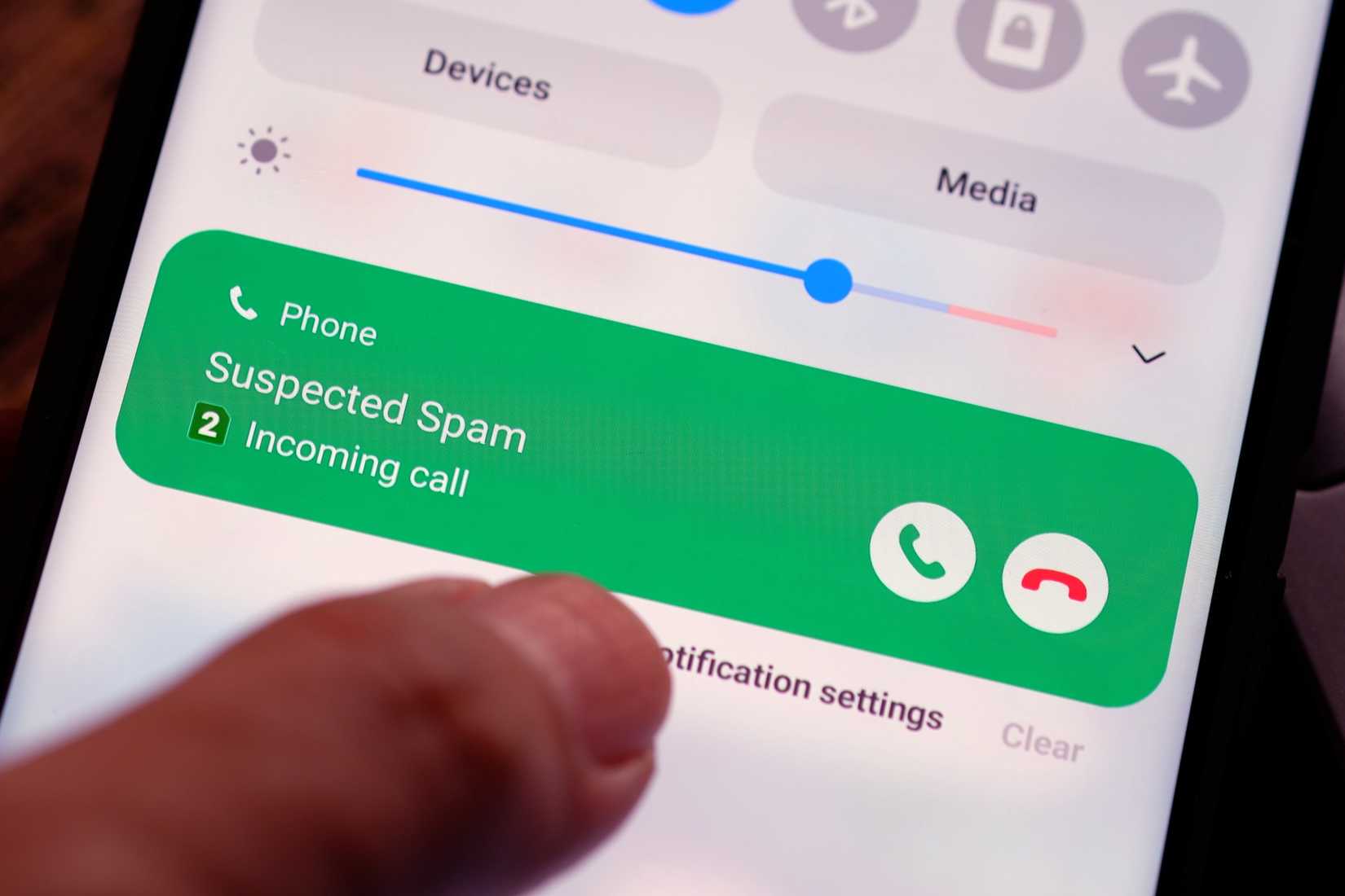 suspected spam call on android smartphone