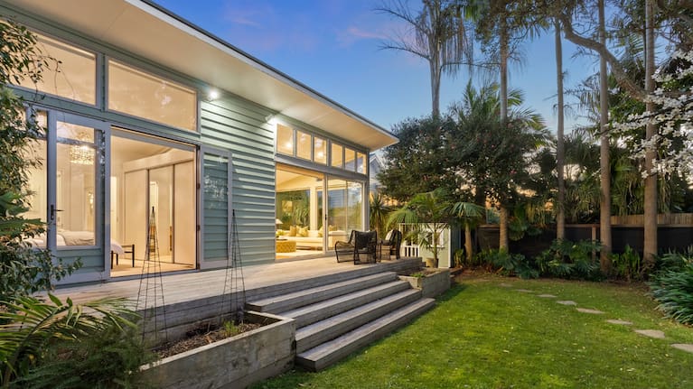 The backyard's been described as an "oasis of mature greenery". (Source: Realestate.co.nz)