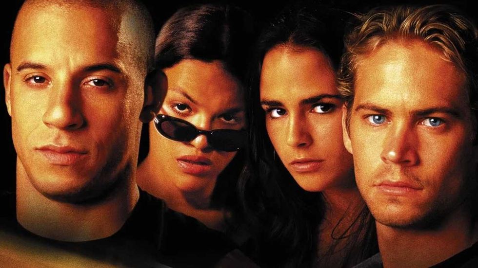The cast of The Fast and the Furious arranged on the poster
