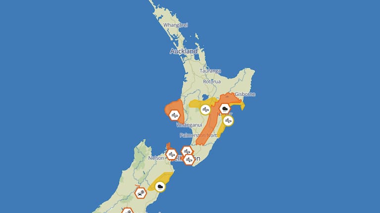 The current weather warnings in place.