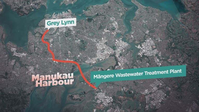 The $1.66 billion tunnel runs 16.2km from Point Erin in Herne Bay to the Māngere Wastewater Treatment Plant, sitting between 15 and 110m underground and passing beneath the Manukau Harbour.