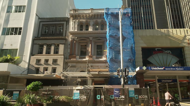 The heritage facade of 256 Queen Street, built in 1884 as part of the original ASB building, will be retained as part of the new development.