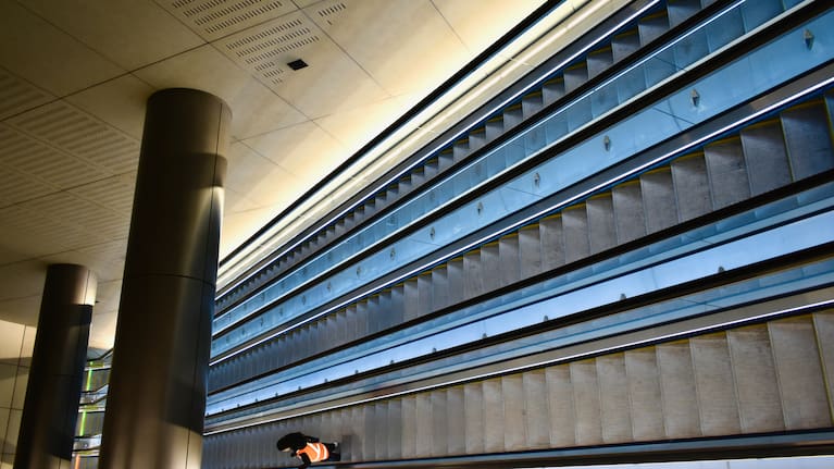 The longest escalator in New Zealand at Karanga-a-Hape station.
