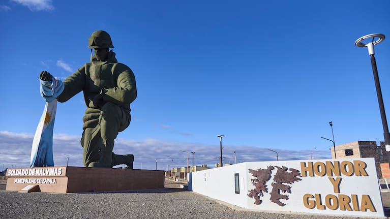 The monument to Malvinas soldier in Zapala, Neuquen Province, Argentina, on August 15, 2025