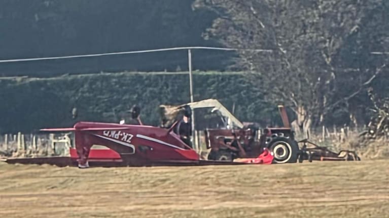 The plane had landed on its roof.