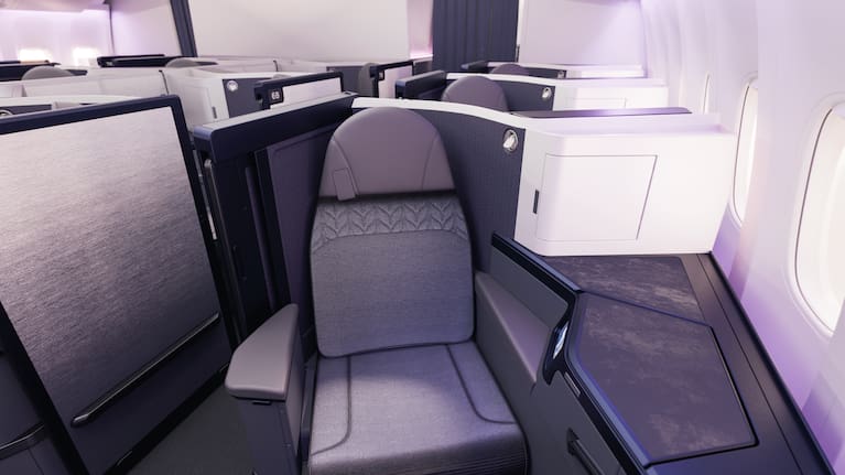 The upgraded seat design for business premier on Air NZ's 777-300ER fleet.