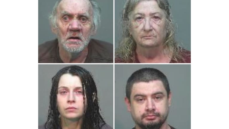 This combination of undated booking photos provided by Southeastern Ohio Regional Jail on Wednesday, July 1, 2026, shows, clockwise starting at top left, Gary Siders Sr., Christine Siders, Elizabeth Siders and Gary Siders Jr.