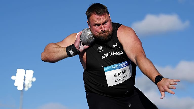 Tom Walsh of Team New Zealand competes in the Men's Shot Put Final during the Athletics on day seven of the Glasgow 2026 Commonwealth Games.