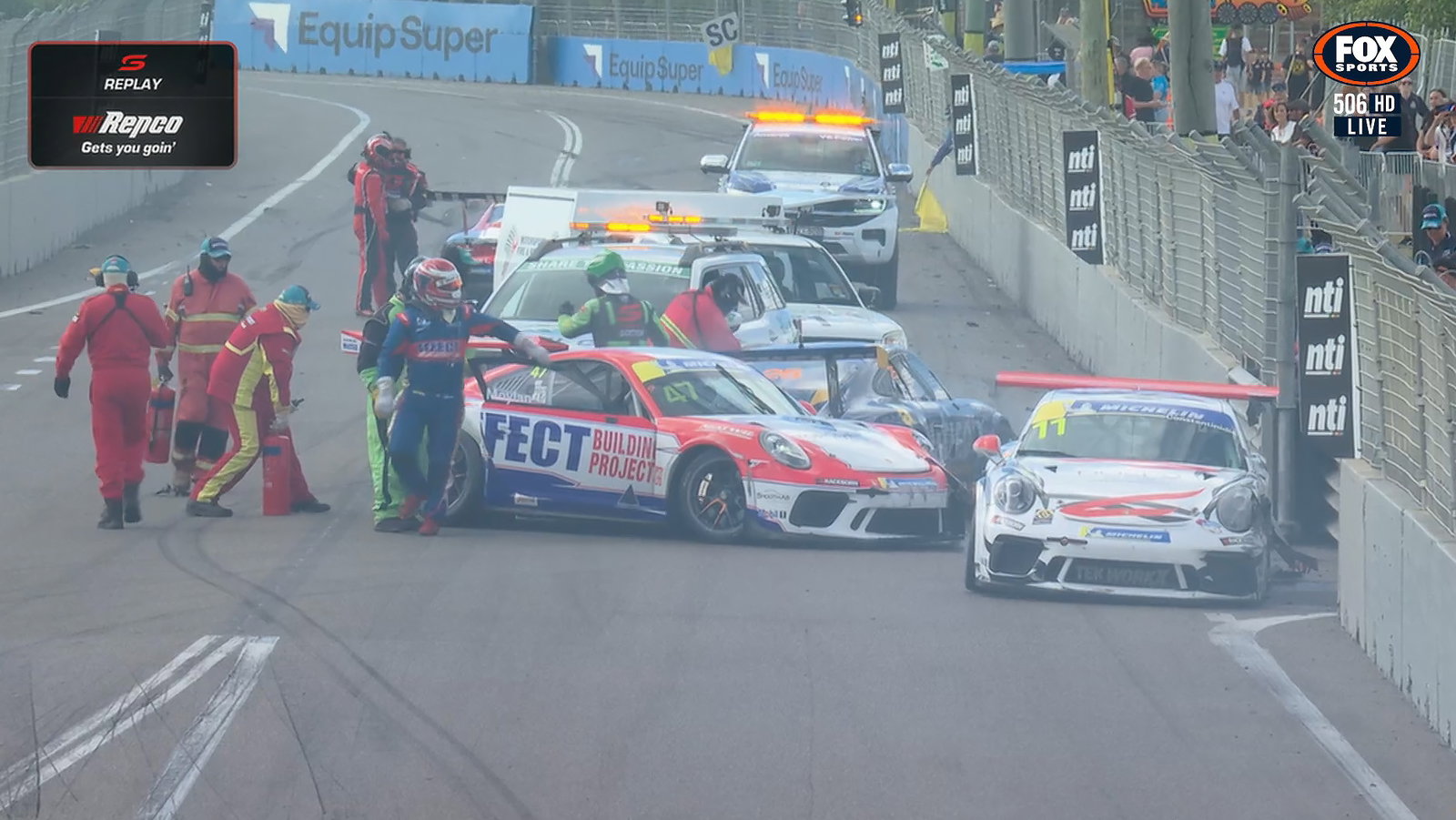 Porsche drivers escape serious injury in Townsville pile-up