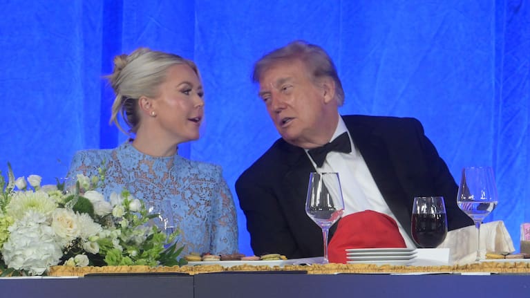 President Trump alongside White House press secretary Karoline Leavitt.