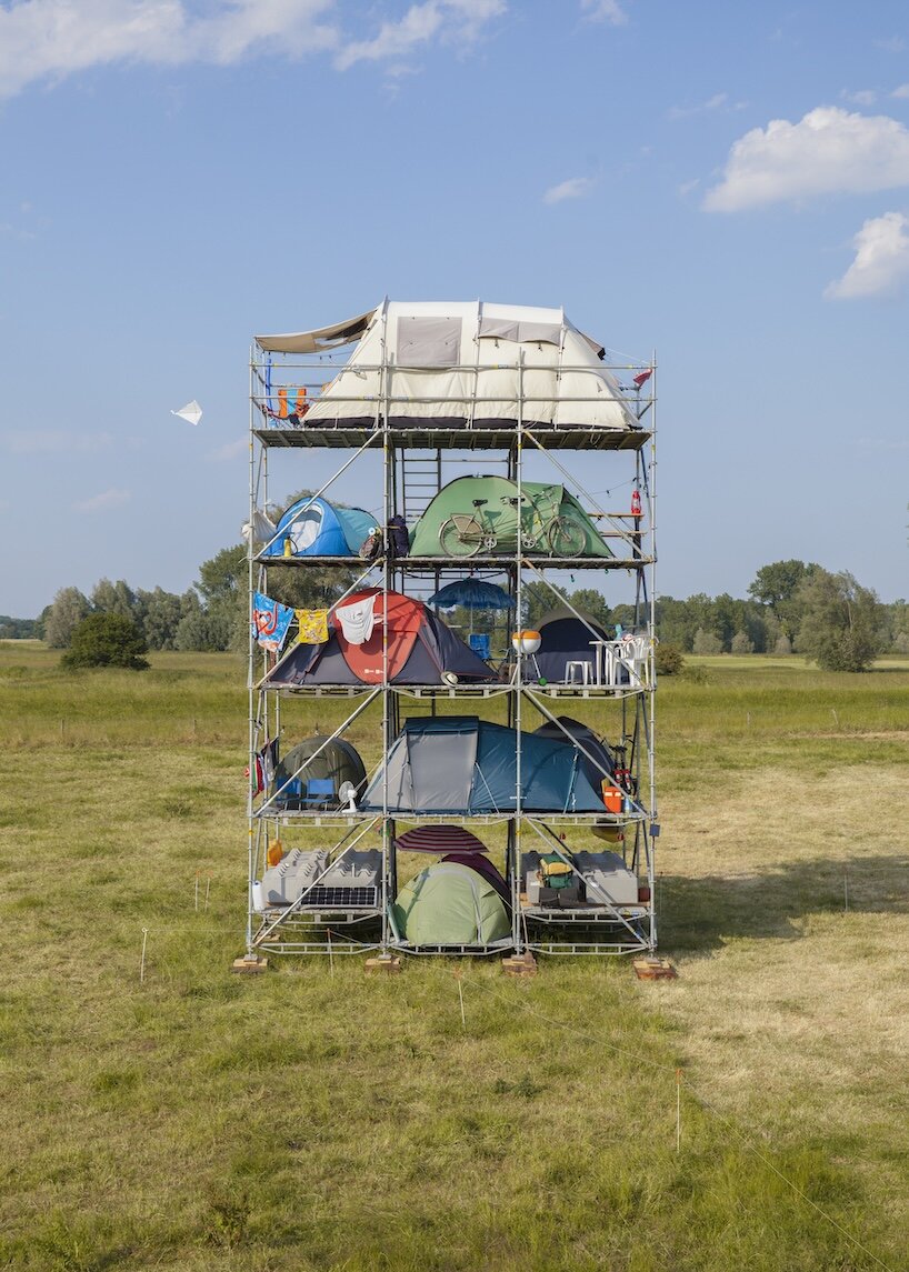 willem de haan stacks twelve tents vertically to question density and the way we occupy space - 1