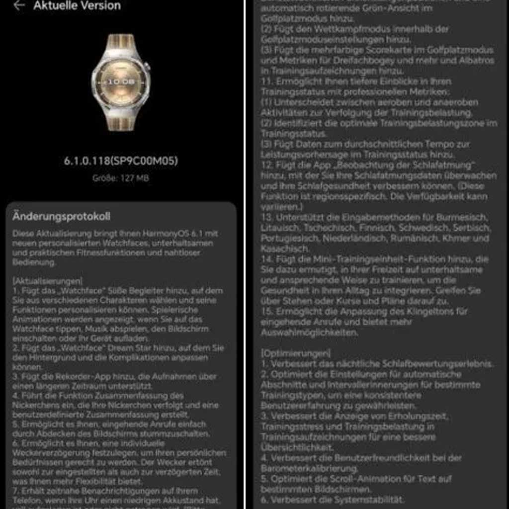 Huawei Watch GT 6 HarmonyOS 6.1 update