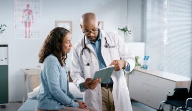 Doctor and patient talking.