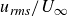 u Subscript italic rms Baseline divided by upper U Subscript normal infinity