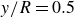 y divided by upper R equals 0.5